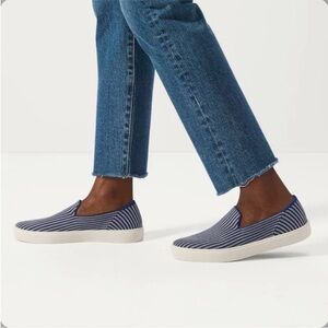 Rothy's The Original Slip On Sneaker Riviera Pinstripe Washable Sneaker Size 7